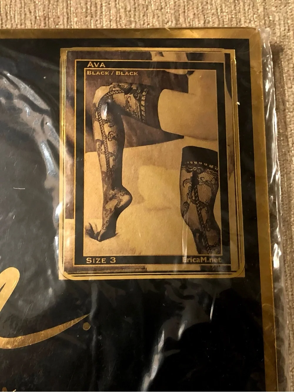 Erica M New York Ava Black Lace Tights Made in Italy NWT Size 2 Pantyhose